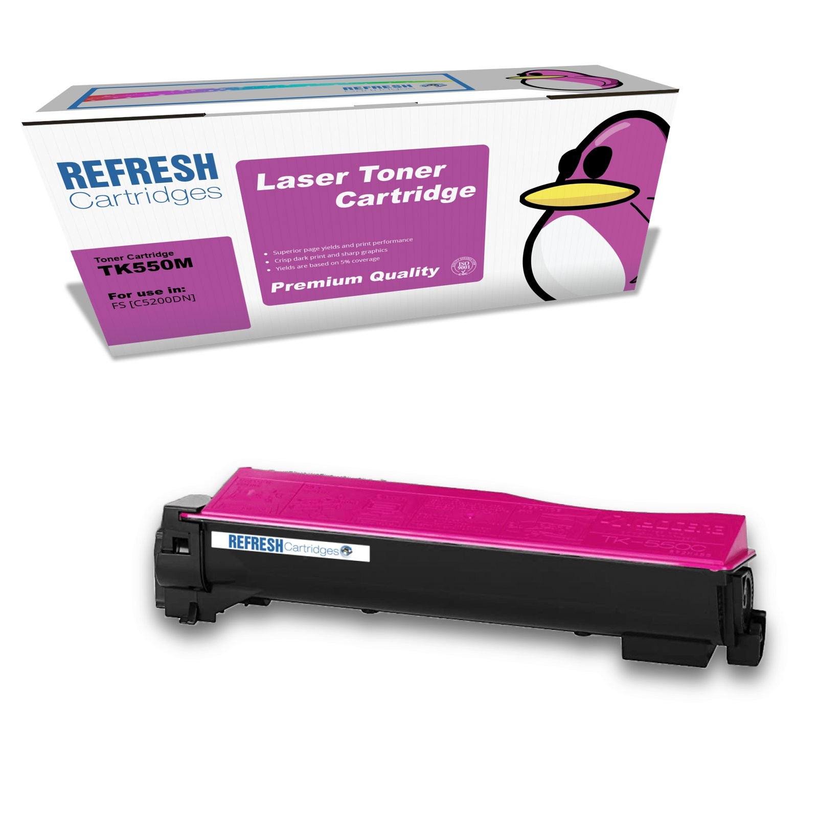 Refresh Cartridges Magenta TK-550M Toner Compatible With Kyocera Printers
