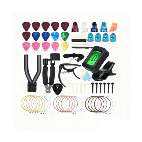 Wybieraczki gitarowe i struny gitarowe i sznurki kostne siodełka i szpilki mostkowe i nakrętka - Zdjęcie 1 z 8