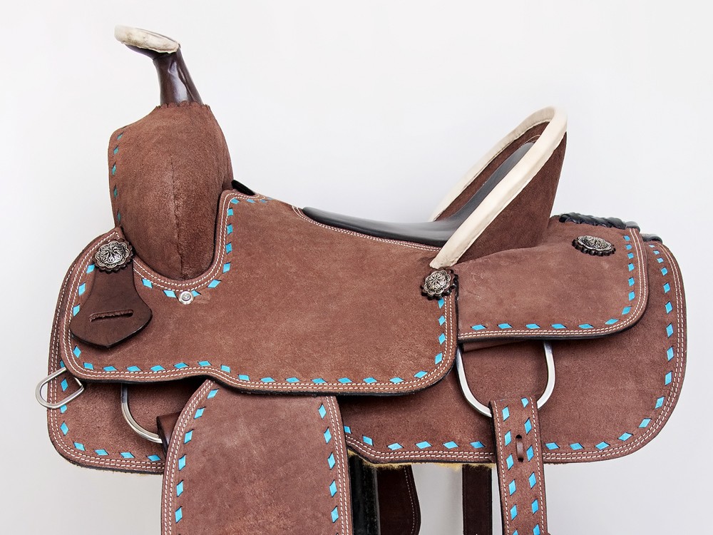 32SS 17 In Western Horse Saddle Genuine Leather Trail Roping Ranch Tack Set