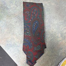 Vintage Polo by Ralph Lauren Men's 100 Silk Woven Paisley Pointed Tie Red Green