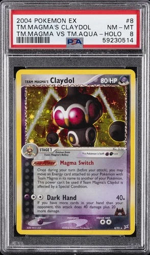 2004 POKEMON EX TEAM MAGMA VS TEAM AQUA #8 TEAM MAGMA'S CLAYDOL-HOLO PSA 8