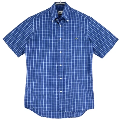Lacoste Chemise Habillée À Manches Courtes Col Boutonné Coton Bleu Taille M - Photo 1/4
