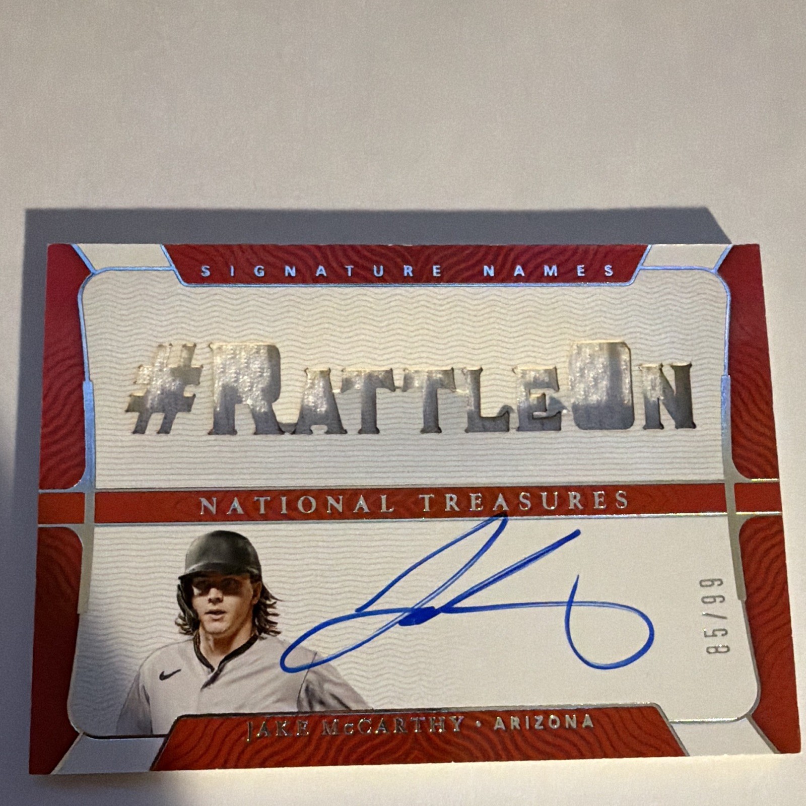 Panini 2022 National Treasures Jake McCarthy #RATTLEON Auto SN-JM 85/99 view 5