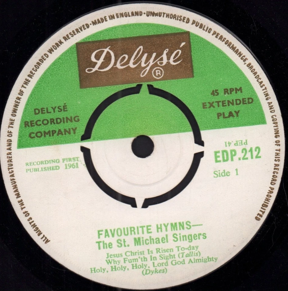 St. Michael's Singers Favourite Hymns, Volume 1 7" vinyl UK Delysé 1961 mono ep - Image 3 of 3