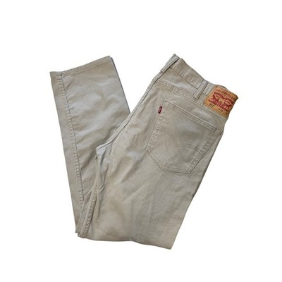 Levis 502 Regular Taper Mens Tan Cotton Blend Stretch Denim Jeans 38x32 EUC