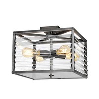 Deckenlampe Metall Glas 39,2 Cm Breit Gunmetal Grau 4X E27 Deckenleuchte Innen