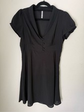 Vintage Old Navy Black Whimsigoth Empire Waist Dress with Built-In Slip Medium
