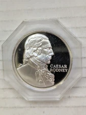 1976 Caesar Rodney Delaware Proof 92.5% Silver Medal Franklin Mint NCS 27g