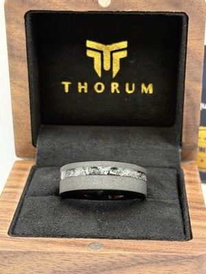 Thorum Black Meteorite Tungsten Carbide 8mm Ring sz 10