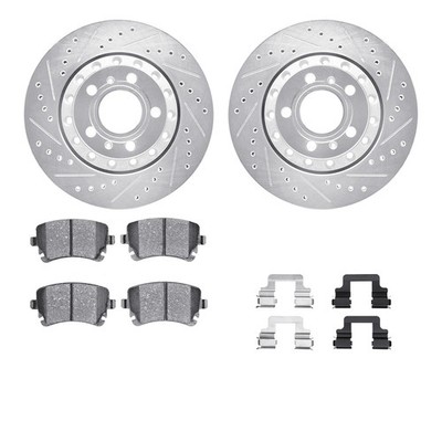 For Volkswagen Phaeton 04-06 Drilled & Slotted Rear Brake Kit w Optimum Pads