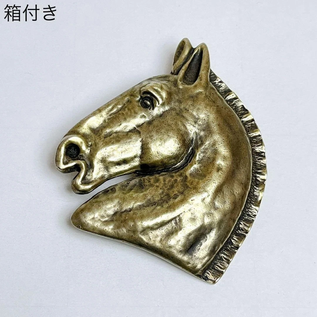 HERMES Horse Brooch Silver Vintage Large w/Box Excellent Authentic by Jappan