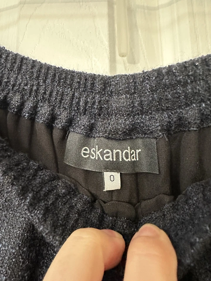 Pantalones para mujer Eskandar azul alpaca/seda/lino pierna ancha talla 0 Foto 3 de 4