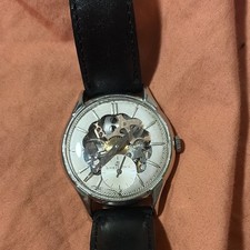 Breitling Vintage 1952 Manual Wind Skeleton Dial SS 35mm Black Leather