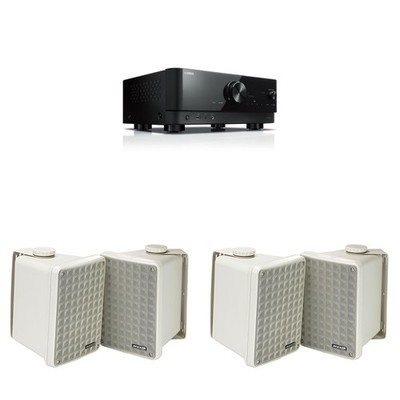 RX-V4ABL 5.2-Channel AV Receiver with 8K HDMI and MusicCast w/ ( 2 Pair ) Kic...