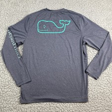 Vineyard Vines Performance Shirt Youth XL 18 Heather Gray Whale Long Sleeve