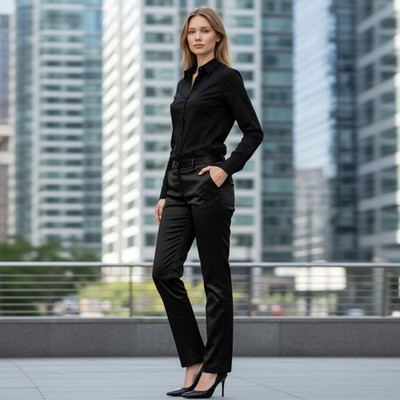 VERTIGO PARIS Women's France Black High Waist Trousers Pants Sz 10 NEW