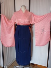 Kimono+Hakama+Jubam+Kaku Obi Kombination Authentic Japanese 