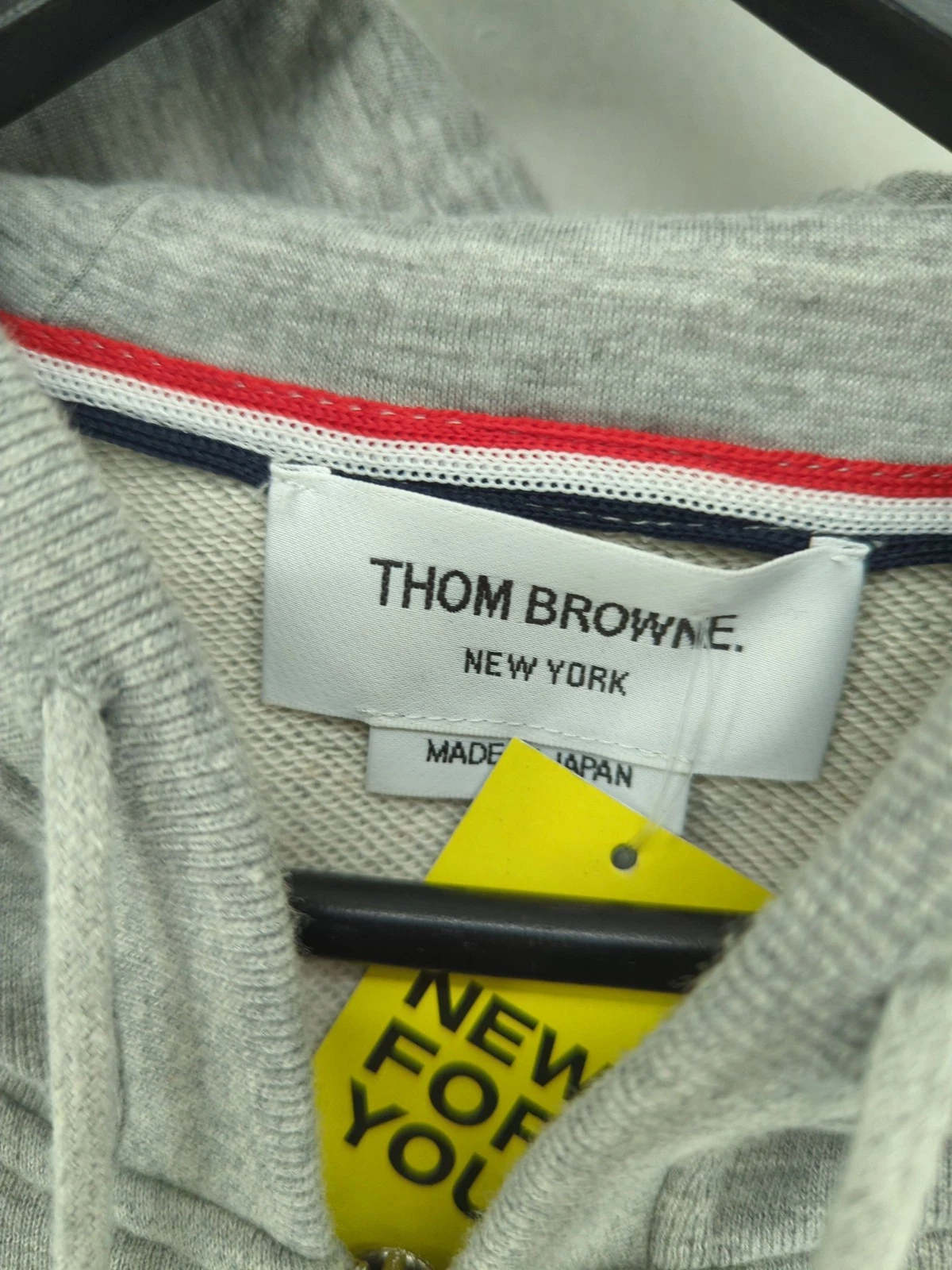 Thom Browne Felpa con Cappuccio Donna S Grigio Rigato 100% Cotone Pullover