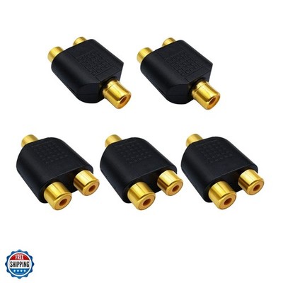 RCA Y Splitter Adapter,Gold-Plated1RCA Female to 2 RCA Female Jack Audio Vide...