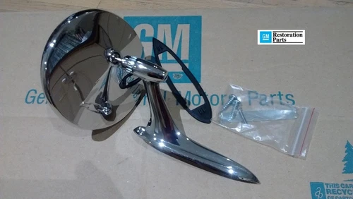 outside round bowtie chevy side view mirror Chevelle Nova Impala GM resto part