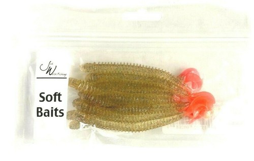2 Packs Jed Welsh 4" Ribbed Curly Tail Worm Ginger Ale Confetti Salmon Tail 10ct - Picture 3 of 12