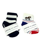Janie And Jack Socks Lot Of 2 Size 0-6M Navy Stripe Dogs