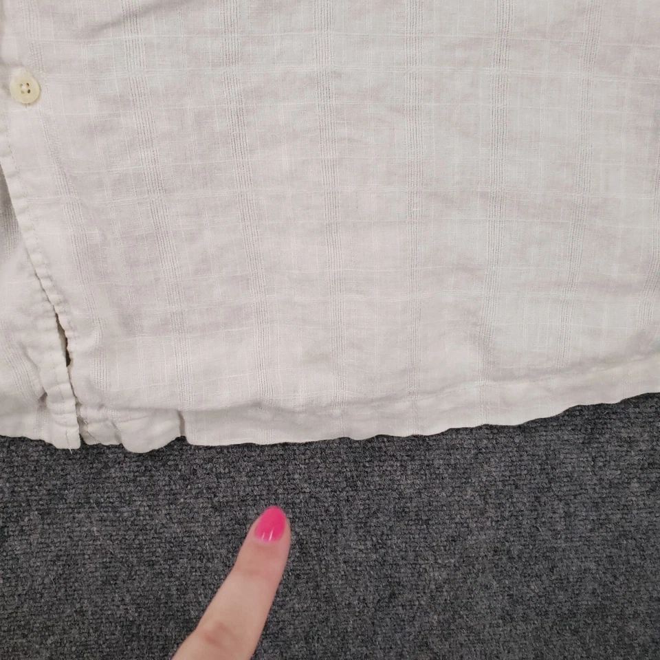 Camisa Caribe Abotonada Para Hombres 3XT Alta Blanca Lino Manga Corta Bolsillo Campamento Foto 4 de 4