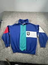 Vintage 90s Streetwear Mens Large Baggy Fit 1/4 Zip Color Block Pullover Sweater
