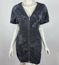 A.L.C. Novak Zip-Front Mini Dress Tie Dye Pockets Cotton Short Sleeve Women 4
