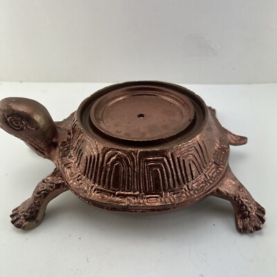 COPPER TONE METAL TURTLE DISPLAY PLANT STAND FITS 5'' DIAMETER BOTTOM POTS.