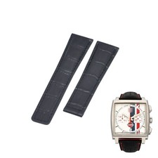 22mm Black Leather Watch Strap For Tag Heuer Monaco CW2118