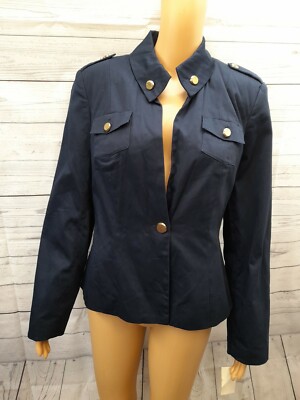 Signature by Larry Levine Navyblue Jacket Blazer Womens Sz 10 Military Style $49