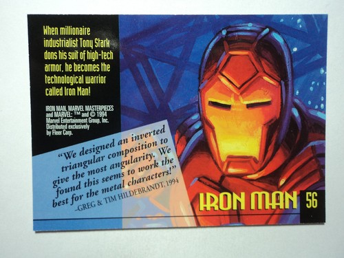 1994 MARVEL MASTERPIECES - BASE CARD # 56 IRON MAN - Picture 2 of 4