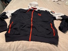 Rare Xl PUMA black United Kingdom hooded zip jacket Sport-LIFESTYLE hoodie 27x28