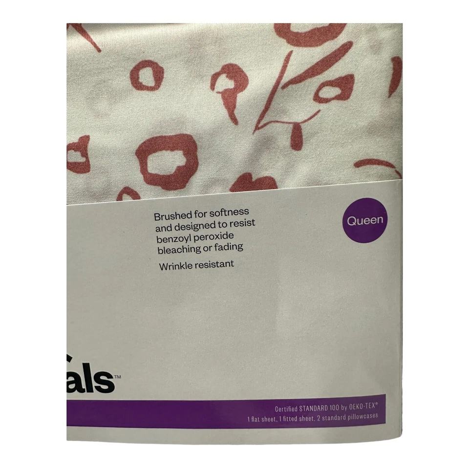 Queen Sheet Set Pink Flowers Printed Microfiber Tulip Room Essentials New Foto 3 de 4