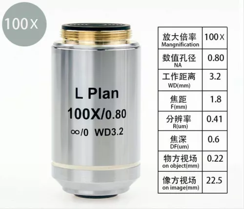 WD Long Working Distance Infinity Plan Achromatic Microsocpe Objective Lens - Picture 18 of 18
