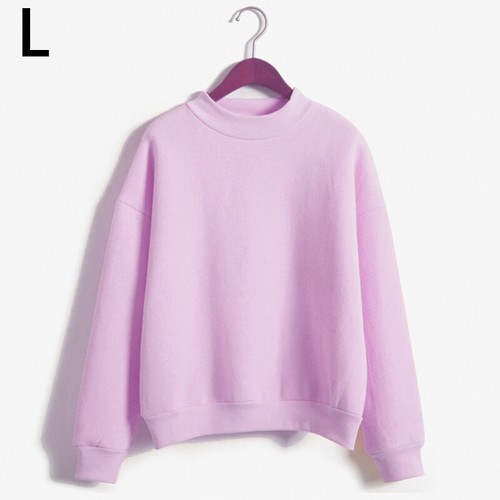 Women's Crew Neck Sweater Pullover Plain Velvet Fleece Long Sleeve Tops Casual - Foto 24 di 84