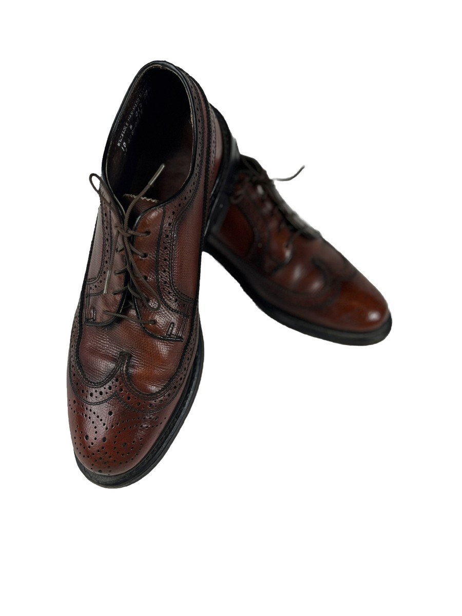 Stafford Men 10 B Brown Oxford Dress 608-0717 Leather Wing Tip