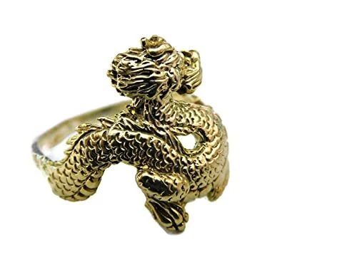 14k Solid Yellow Gold Dragon Ring eBay