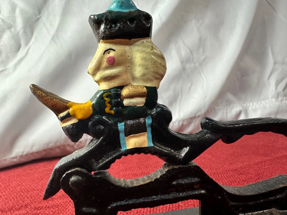 Vintage Cast Iron Nut Cracker Wood Base Christmas Nutcracker Soldier Revolution - Image 4 of 4