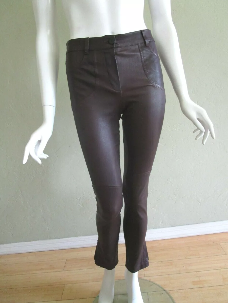 LOUIS VUITTON Leather Jeggings Lambskin Ankle Zip Moto Pant in