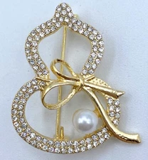 E3-3889 VINTAGE BROOCH GOLD TONE PIN 1.4" RHINESTONE SNOWMAN CHRISTMAS