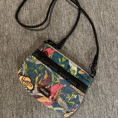 Sakroots Happy & Free Peace Small Colorful Birds Sequins Cross