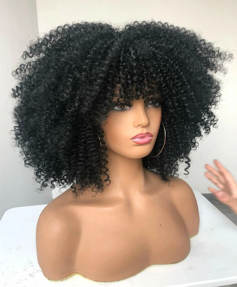 Moda Pelucas Completas Cortas Rizadas Afro Rizadas Negras para Mujeres Negras Fecha Diaria Fiesta  Foto 2 de 4