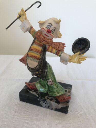 Vintage Simontelli Depose Italy Clown Figur mit Marmorsockel MCM Neuheit - Bild 3 von 8
