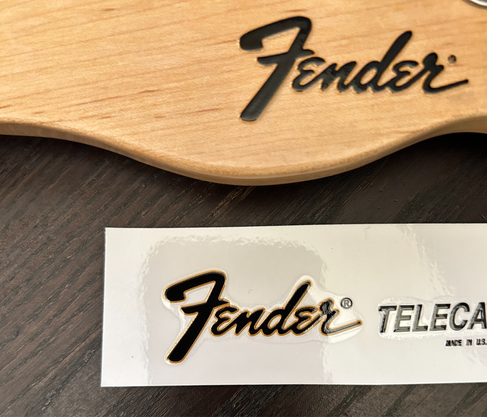 Fender USA Telecaster headstock UV DTF instant  logo  Decal  no top coat needed