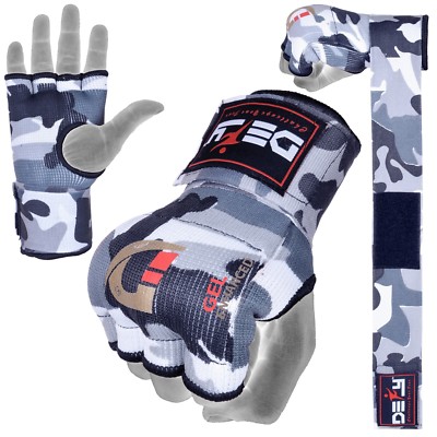DEFY  Gel Padded Inner Gloves with Hand Wraps MMA Muay Thai Boxing Fight PAIR 