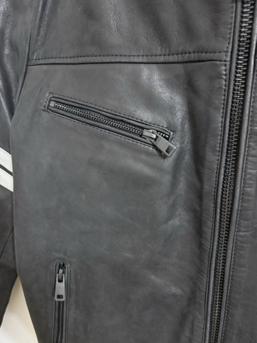 WILSON LEATHER DONOVAN STRIPED VINTAGE RACER Jacket Mens Moto/Balck/LARGE - Picture 7 of 18