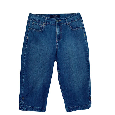 Nine West Jeans Stretch Denim Capri Jeans Women’s Blue Med Wash Split Hem  JR