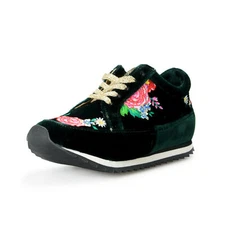 Charlotte Olympia Girls "INCY WORK IT!ROSE GARDEN" Velvet Leather Sneakers Shoes